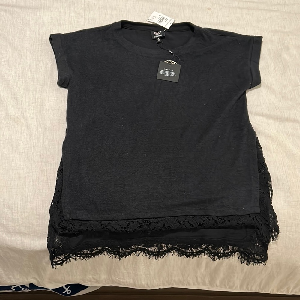 Brand new Bobeau black, short sleeve shirt. 75%rayon, 21% polyester and 4% spand